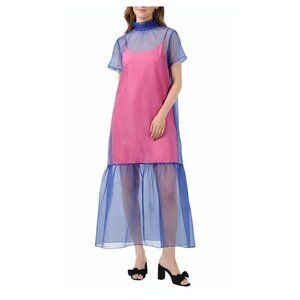 Sugarlips Dime Organza Mockneck Maxi Dress. Size Large.